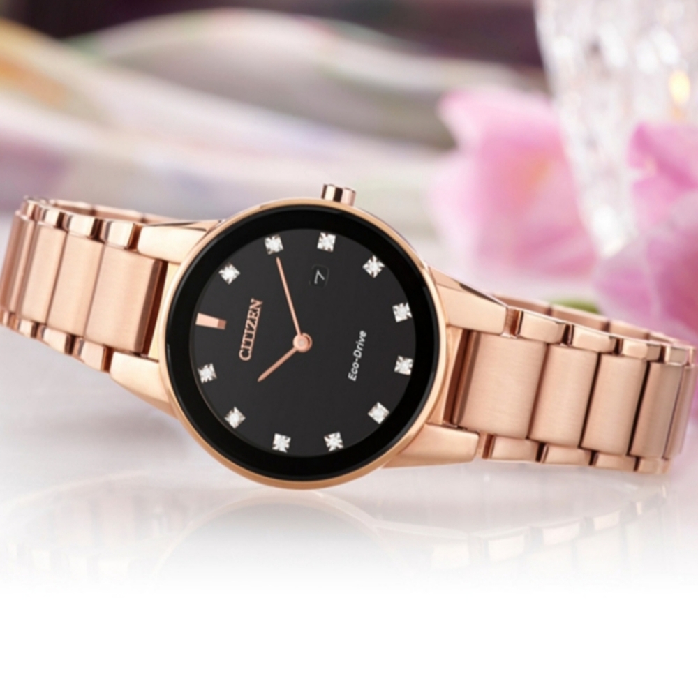 ***NEW*** Citizen Axiom Eco-Drive Diamond Rose Gold Tone Ladies Watch - Picture 2 of 9